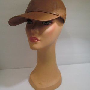 Faux Leather Women's Baseball Cap One Size Camel